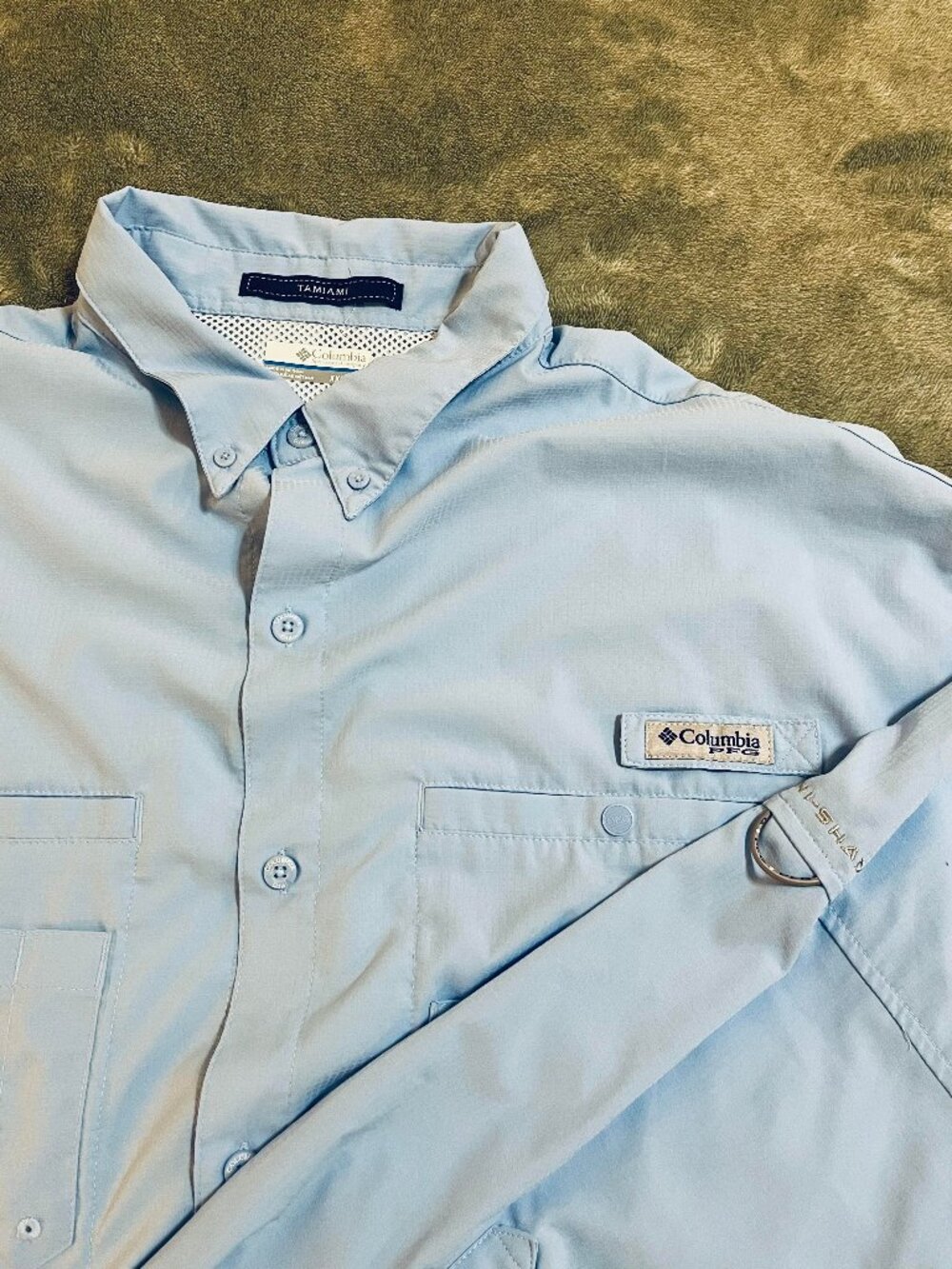 Columbia PFG Tamiami Shirt XXL Light Blue Long Sleeve Fishing Button Down Vented